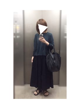 「earth music&ecology（アースミュージックアンドエコロジー）のカットプリーツスカーチョ（その他パンツ）」を使った、remioさん（レディース・163cm）の秋コーディネート