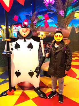 「ディズニー」｜「アイテム（モッズコート）」を使った、ゆうゆさん（メンズ・160cm）の冬コーディネート