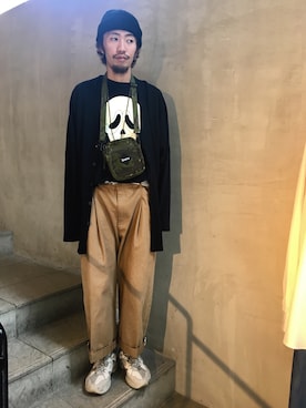 「OURET（オーレット）のアイテム（トップス）」を使った、大空さん（メンズ・177cm）の春コーディネート