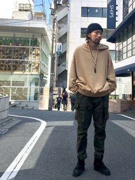 「LUSOR（ルーソル）のアイテム」を使った、大空さん（メンズ・177cm）の秋コーディネート