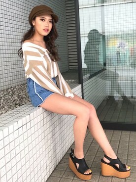 「EGOIST（エゴイスト）のアイテム（キャスケット）」を使った、EGOIST staffさん（レディース・158cm）の春コーディネート
