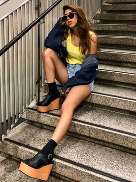「EGOIST（エゴイスト）のアイテム（タンクトップ）」を使った、EGOIST staffさん（レディース・161cm）の春コーディネート