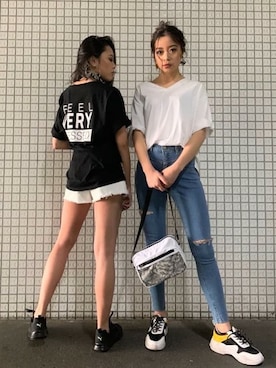 「アイテム（デニムスカート、ホワイト系）」を使った、EGOIST staffさん（レディース・158cm）の春コーディネート