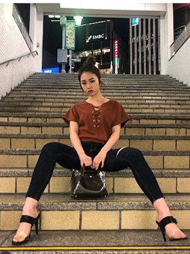 「EGOIST（エゴイスト）のアイテム（その他パンツ）」を使った、EGOIST staffさん（レディース・162cm）の春コーディネート