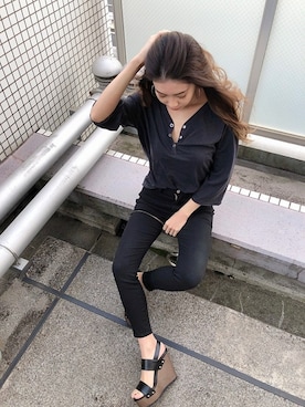 「EGOIST（エゴイスト）のアイテム（Tシャツ/カットソー）」を使った、EGOIST staffさん（レディース・160cm）の春コーディネート