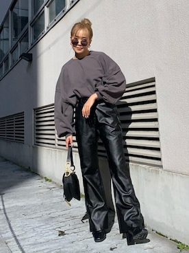 「EGOIST（エゴイスト）のアイテム（スウェット）」を使った、EGOIST staffさん（レディース・155cm）の冬コーディネート