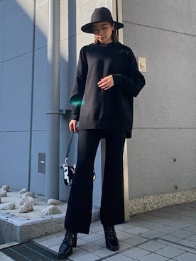 「EGOIST（エゴイスト）のアイテム（帽子）」を使った、EGOIST staffさん（レディース・165cm）の冬コーディネート