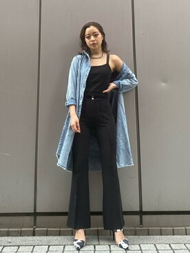 「EGOIST（エゴイスト）のアイテム（スラックス）」を使った、EGOIST staffさん（レディース・165cm）の春コーディネート