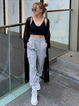 「EGOIST（エゴイスト）のアイテム（スウェットパンツ）」を使った、EGOIST staffさん（レディース・155cm）の春コーディネート