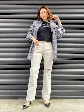 「EGOIST（エゴイスト）のアイテム（Tシャツ/カットソー）」を使った、EGOIST staffさん（レディース・159cm）の春コーディネート