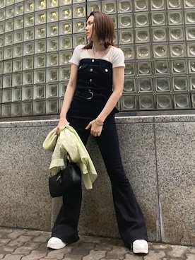 「#今日のコーデ」｜「アイテム（サロペット/オーバーオール）」を使った、EGOIST staffさん（レディース・159cm）の夏コーディネート