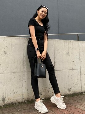 「EGOIST（エゴイスト）のアイテム（Tシャツ/カットソー）」を使った、EGOIST staffさん（レディース・158cm）の夏コーディネート
