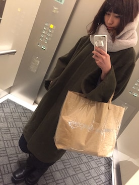 「MURUA（ムルーア）のアイテム（ステンカラーコート）」を使った、m o e○▲□さん（レディース・161cm）の冬コーディネート