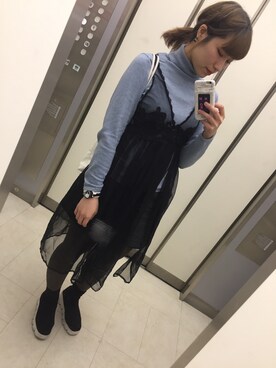「UNIF（ユニフ）のアイテム（ブーツ）」を使った、m o e○▲□さん（レディース・161cm）の春コーディネート