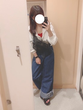 「ロールアップ」｜「アイテム（キャミソール）」を使った、K☻T☻MIさん（レディース・157cm）の夏コーディネート