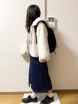 「one after another NICE CLAUP（ワンアフターアナザーナイスクラップ）のアイテム（ブルゾン）」を使った、K☻T☻MIさん（レディース・157cm）の冬コーディネート