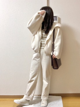 「one after another NICE CLAUP（ワンアフターアナザーナイスクラップ）のアイテム（ブルゾン）」を使った、K☻T☻MIさん（レディース・157cm）の春コーディネート