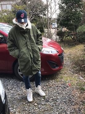「ドラフトリーバイス」｜「アイテム（ミリタリージャケット）」を使った、ハヤさん（メンズ・172cm）の冬コーディネート