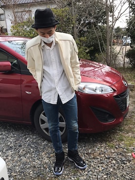 「ドラフトリーバイス」｜「アイテム（ライダースジャケット）」を使った、ハヤさん（メンズ・172cm）の冬コーディネート