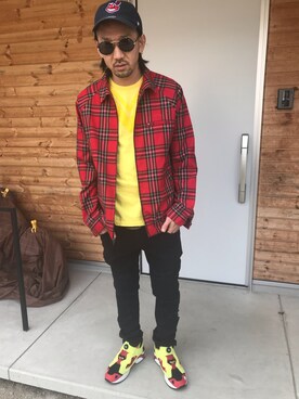 「Reebok（リーボック）のアイテム（スニーカー、イエロー系）」を使った、ハヤさん（メンズ・172cm）の春コーディネート