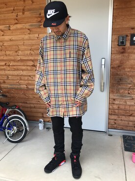 「VINTAGE（ヴィンテージ）のアイテム（シャツ/ブラウス、ベージュ系）」を使った、ハヤさん（メンズ・172cm）の秋コーディネート