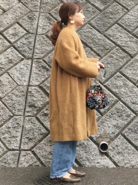 「ADAM ET ROPE'（アダムエロペ）のアイテム（ノーカラージャケット）」を使った、chanpekoさん（レディース・153cm）の冬コーディネート