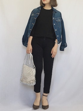「SLOBE IENA（スローブイエナ）のアイテム（デニムジャケット）」を使った、chanpekoさん（レディース・153cm）の春コーディネート