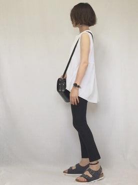 「ALLUMER（アリュメール）のアイテム（Tシャツ/カットソー）」を使った、chanpekoさん（レディース・153cm）の夏コーディネート