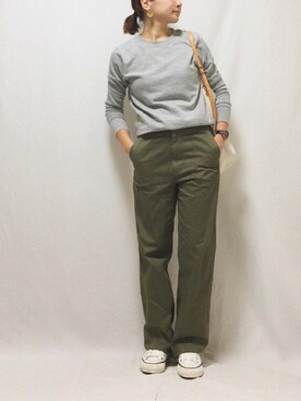 「カーキパンツ」｜chanpekoさん（レディース・153cm）の秋コーディネート