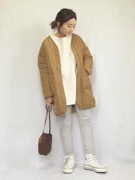 「MODE ROBE（モードローブ）のアイテム（ダウンジャケット/コート）」を使った、chanpekoさん（レディース・153cm）の秋コーディネート