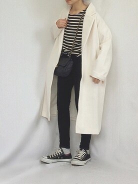 「GRL（グレイル）のカットオフストレッチスキニーパンツ（その他パンツ）」を使った、chanpekoさん（レディース・153cm）の冬コーディネート