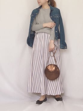 「SLOBE IENA（スローブイエナ）のアイテム（デニムジャケット）」を使った、chanpekoさん（レディース・153cm）の春コーディネート