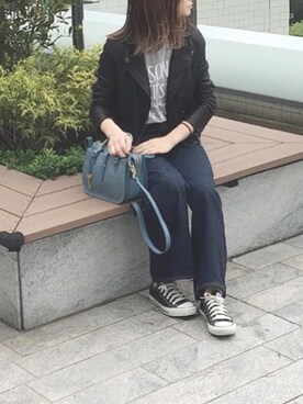 「FOSSIL（フォッシル）のアイテム（ハンドバッグ）」を使った、chanpekoさん（レディース・153cm）の春コーディネート