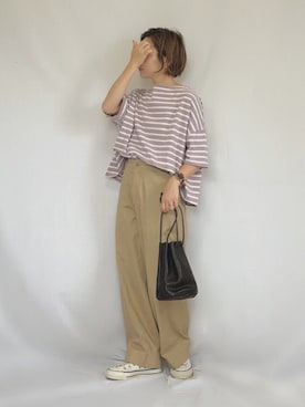 「GRL」｜「アイテム（チノパンツ）」を使った、chanpekoさん（レディース・153cm）の秋コーディネート