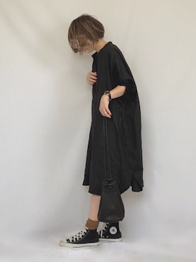 「FRAMeWORK（フレームワーク）のMORMYRUS レザーミニキンチャク2◆（ハンドバッグ）」を使った、chanpekoさん（レディース・153cm）の秋コーディネート