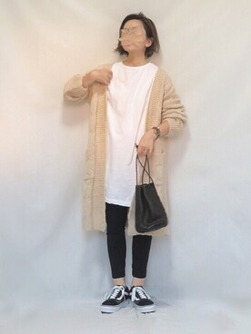 「FRAMeWORK（フレームワーク）のMORMYRUS レザーミニキンチャク2◆（ハンドバッグ）」を使った、chanpekoさん（レディース・153cm）の秋コーディネート