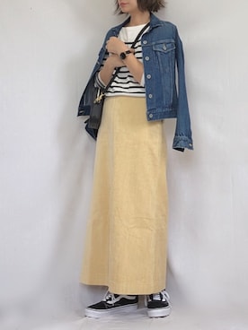 「SLOBE IENA（スローブイエナ）のアイテム（デニムジャケット）」を使った、chanpekoさん（レディース・153cm）の秋コーディネート