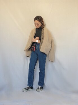 「DHOLIC（ディーホリック）のアイテム（その他アウター）」を使った、chanpekoさん（レディース・153cm）の冬コーディネート