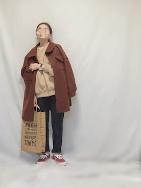 「zozoデニム」｜「アイテム（その他アウター）」を使った、chanpekoさん（レディース・153cm）の冬コーディネート