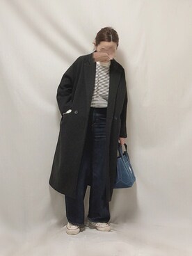 「DHOLIC（ディーホリック）のアイテム（チェスターコート）」を使った、chanpekoさん（レディース・153cm）の冬コーディネート