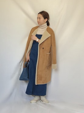 「SLOBE IENA（スローブイエナ）のアイテム（ムートンコート）」を使った、chanpekoさん（レディース・153cm）の冬コーディネート