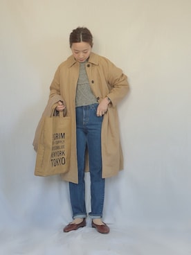 「titivate（ティティベイト）のアイテム（ステンカラーコート）」を使った、chanpekoさん（レディース・153cm）の冬コーディネート