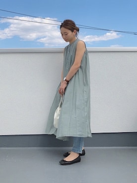 「URBAN RESEARCH Sonny Label（アーバンリサーチサニーレーベル）のノースリーブギャザーワンピース（ワンピース）」を使った、chanpekoさん（レディース・153cm）の春コーディネート