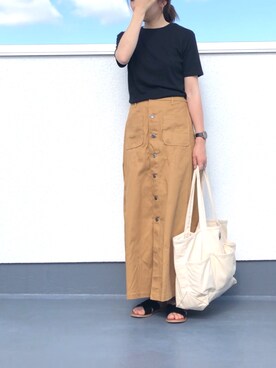 「GRL（グレイル）のクロスベルトデザインフラットサンダル（サンダル）」を使った、chanpekoさん（レディース・153cm）の夏コーディネート