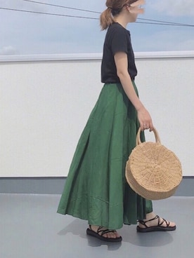 「Sheson（シーズン）のアイテム（スカート）」を使った、chanpekoさん（レディース・153cm）の夏コーディネート