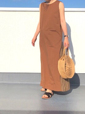 「GRL（グレイル）のクロスベルトデザインフラットサンダル（サンダル）」を使った、chanpekoさん（レディース・153cm）の夏コーディネート