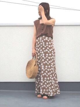 「GRL（グレイル）のクロスベルトデザインフラットサンダル（サンダル）」を使った、chanpekoさん（レディース・153cm）の夏コーディネート