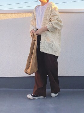 「DHOLIC（ディーホリック）のワイドストレートパンツ（その他パンツ）」を使った、chanpekoさん（レディース・153cm）の秋コーディネート