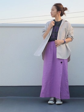 「アイテム（腕時計、パープル系）」を使った、chanpekoさん（レディース・153cm）の秋コーディネート