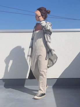 「DHOLIC STYLE（ディーホリックスタイル）のアイテム（オールインワン・サロペット）」を使った、chanpekoさん（レディース・153cm）の秋コーディネート